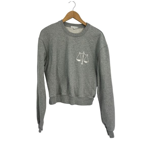 Good American Libra Grey Crop Crew Neck Sweatshirt XS (0) - Picture 1 of 5